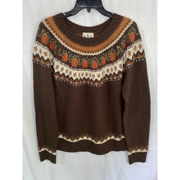 Kiel James Patrick Sweaters - Kiel James Patrick Cozy Cabin Sweater Pumpkin Pullover Fair Isle Fall Women's XL